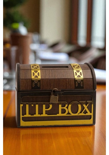 Tip Box- Bahşiş Kutusu - Kumbara “sandık Tipi Tipbox” Siyah+Gold Renk fiyatları