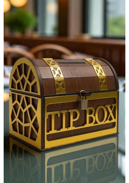 Tip Box- Bahşiş Kutusu - Kumbara “sandık Tipi Tipbox” Siyah+Gold Renk fırsatları