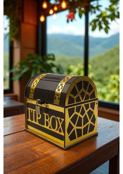 Ip Box- Bahşiş Kutusu - Kumbara “sandık Tipi Tipbox” Siyah Gold