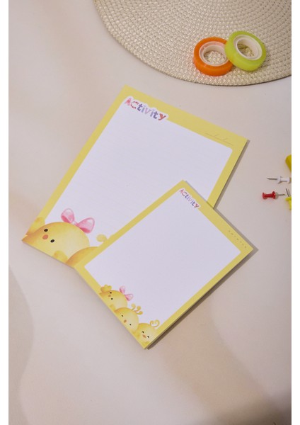 2'li Masaüstü Sarı Civciv Notepad Çizgili Orta ve Noktalı Küçük Boy 100 Sayfa Not Defteri fırsatları