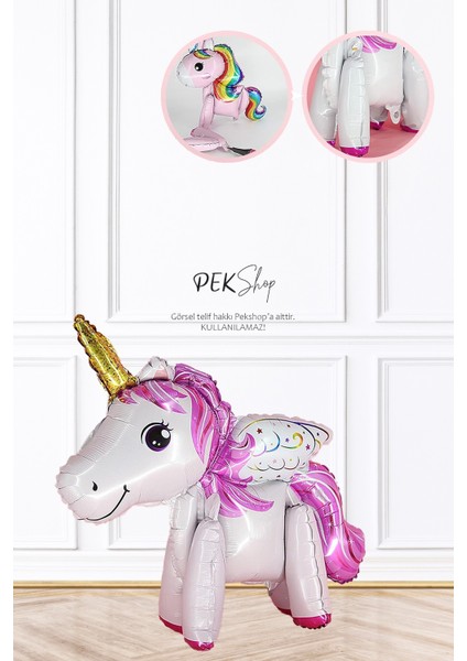 Yerde Durabilen 4 Ayaklı Unicorn Folyo Balon