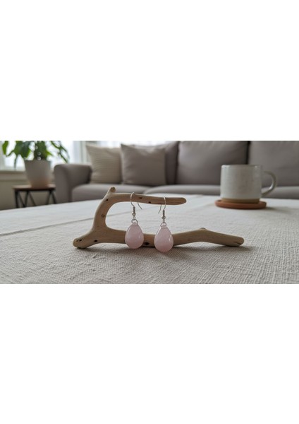 Doğal Pembe Kuvars Küpe – Aşk ve Sevgi Taşı, Şifa ve Enerji Kristali, Zarif Kadın Takı modelleri