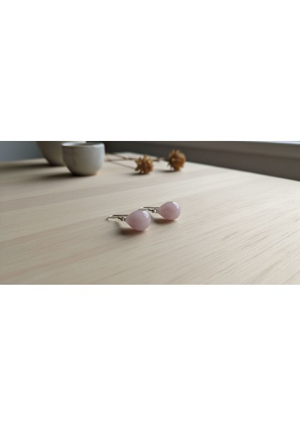 Doğal Pembe Kuvars Küpe – Aşk ve Sevgi Taşı, Şifa ve Enerji Kristali, Zarif Kadın Takı