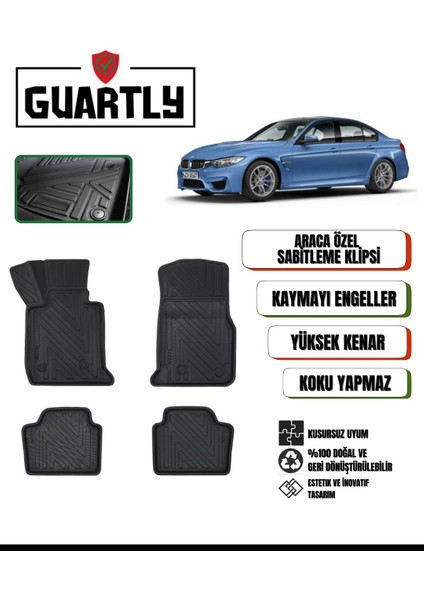 Bmw 3 Serisi F30 2012-2019 Arası Uyumlu Araca Özel Premium 4d Havuzlu Oto Paspas Takımı