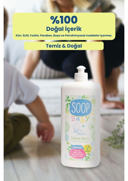 Bebek Sabun Bazlı Yüzey Temizleyici 3 x 1 L | %100 Doğal & Hipoalerjenik | Kokusuz İz Bırakmaz, Durulamasız | fiyatları