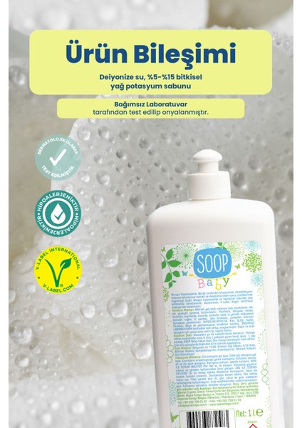 Bebek Sabun Bazlı Yüzey Temizleyici 3 x 1 L | %100 Doğal & Hipoalerjenik | Kokusuz İz Bırakmaz, Durulamasız | fırsatları