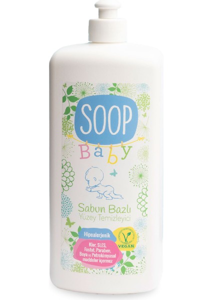 Bebek Sabun Bazlı Yüzey Temizleyici 3 x 1 L | %100 Doğal & Hipoalerjenik | Kokusuz İz Bırakmaz, Durulamasız |