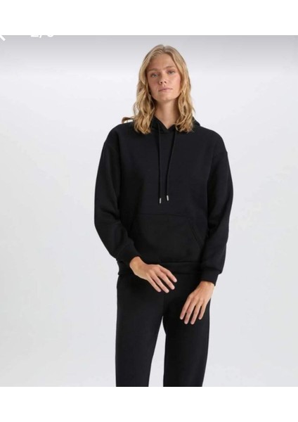 Kapşonlu Sweatshirt Siyah fırsatları