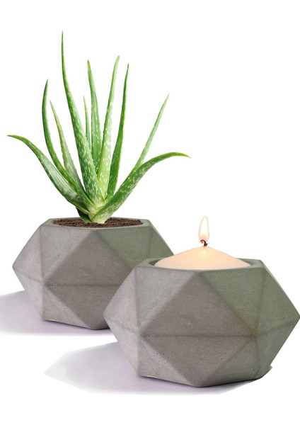 Altıgen Dekoratif Döküm Beton Saksı 16X17 cm modelleri