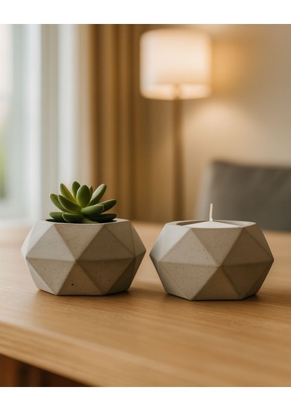 Altıgen Dekoratif Döküm Beton Saksı 16X17 cm indirimleri