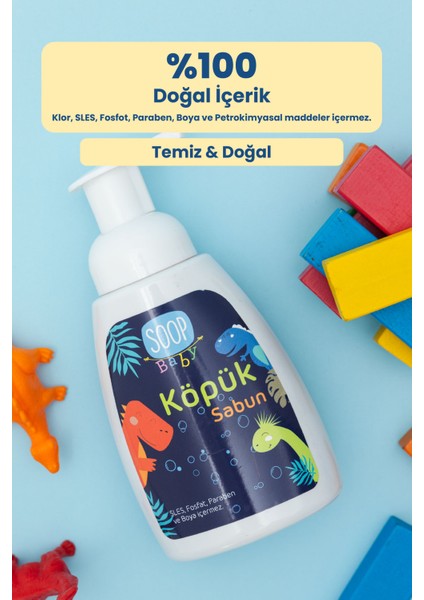Bebek Dinozor Köpük Sabun Pudra Kokulu 4 x 300 ML | Vegan Hipoalerjenik | Eğlenceli Köpük Form fiyatları