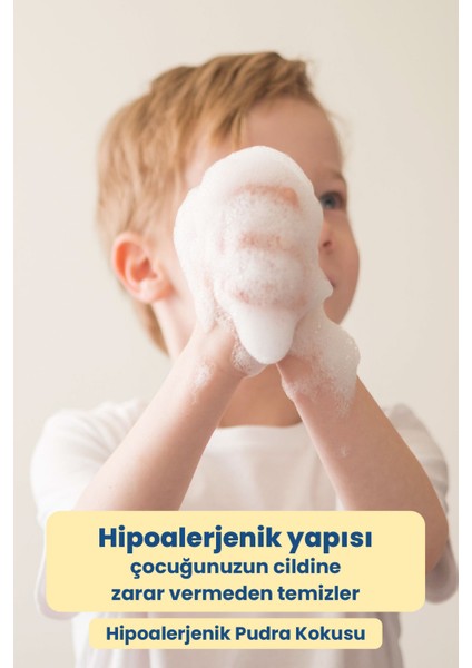 Bebek Dinozor Köpük Sabun Pudra Kokulu 4 x 300 ML | Vegan Hipoalerjenik | Eğlenceli Köpük Form indirimleri
