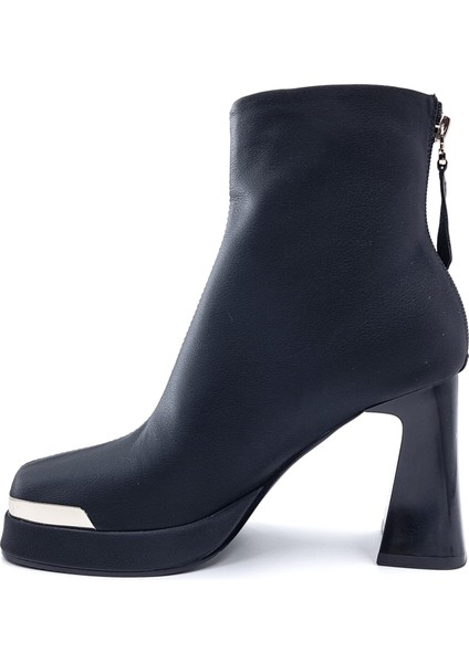 G25K414 Arkadan Fermuarlı Platformlu Topuklu Siyah Kadın Bot fiyatları