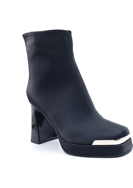 G25K414 Arkadan Fermuarlı Platformlu Topuklu Siyah Kadın Bot fırsatları