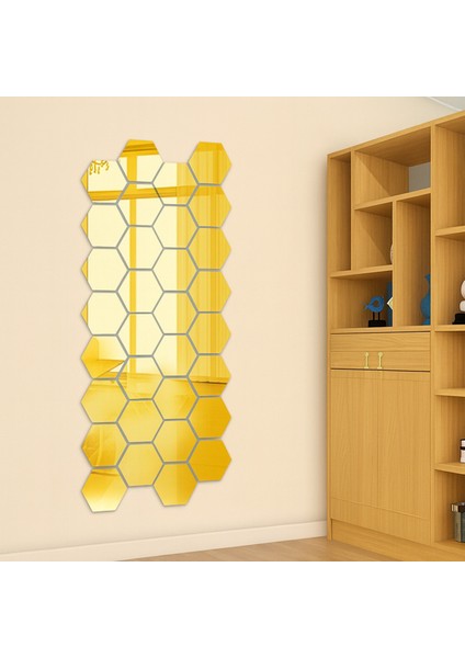 12'li Yapışkanlı Akrilik Ayna Seti | Altıgen Duvar Dekoru | Modern Dekoratif Ayna Panelleri fiyatları