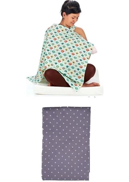 Kullanışlı Bebek Emzirme Önlüğü Gri Puantiyeli fırsatları