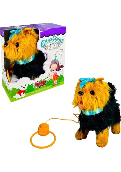 PFT-B267 Peluş Tasmalı Yürüyen Köpek Mavi -Vrd