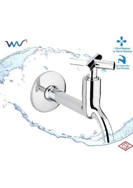 Artı Aç Kapa 4 Kollu Krom Çevirveli Musluk Duvardan Tek Girişli ( Lisinya )