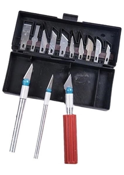 Buffer® Zanaat 16 Parça Hobi Gravür Ahşap Heykel Çömlek Oyma Şekil Verme 13 Maket Bıçak Neşter Seti