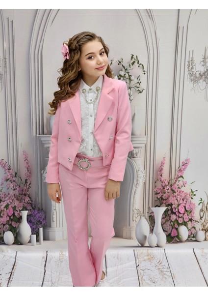 Kız Çocuk Ceket Pantalon ve Gömlek Takımı modelleri