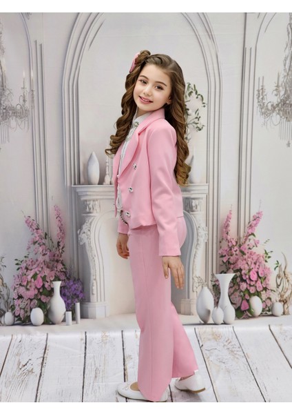 Kız Çocuk Ceket Pantalon ve Gömlek Takımı