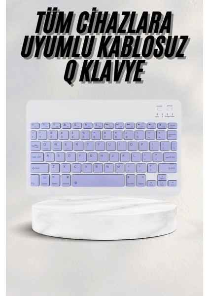 Android ve Ios Uyumlu Bluetooth Kablosuz Türkçe Q Klavye Renkli