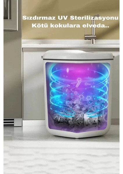 Akıllı Teknolojik Sensörlü Çöp Kovası Işık Antibakteriyel Koku Geçirmez Ofis Banyo Mutfak 20L Uv fırsatları