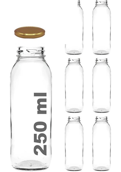 6 Adet 250 ml Beslenme Şeffaf Meyve Suyu, Meşrubat, Limonata Şişesi Metal Kapaklı 250 cc Şişe fiyatları