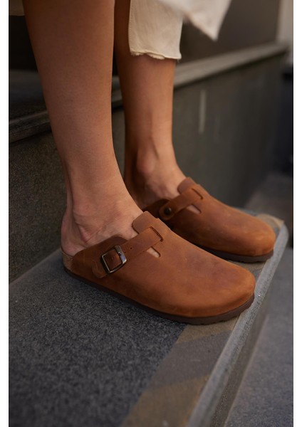 Oslo Hakiki Deri Mantar Taban Ortopedik Unisex Terlik modelleri