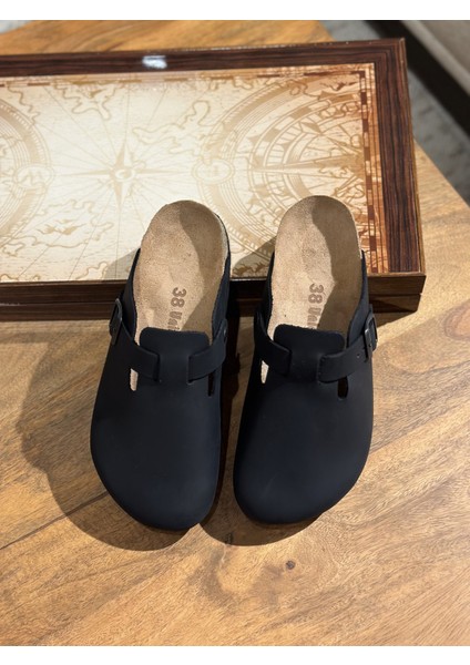 Oslo Hakiki Deri Mantar Taban Ortopedik Unisex Terlik fırsatları