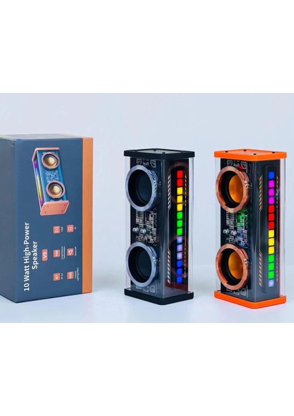 Şeffaf Mecha Müzik Tws Stereo Rgb Işıklı Hoparlör Kablosuz Bluetooth 5.0 Taşınabilir Hoparlör V9 - Lisinya