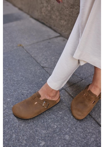 Oslo Hakiki Deri Mantar Taban Ortopedik Unisex Terlik modelleri