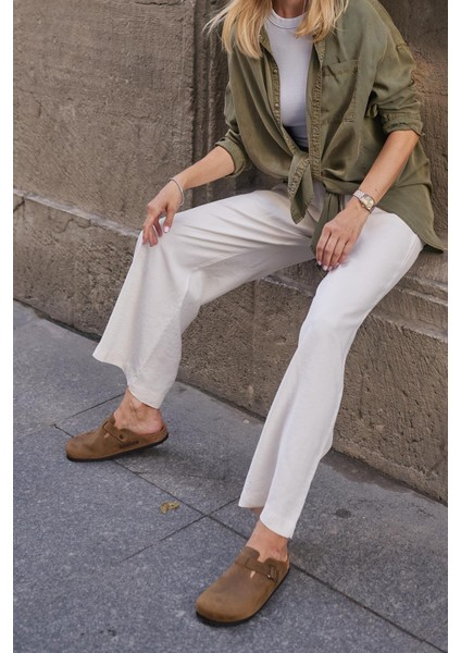 Oslo Hakiki Deri Mantar Taban Ortopedik Unisex Terlik