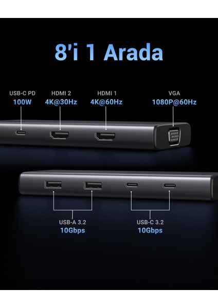 35588 8'i 1 Arada USB 3.0 100W Pd Port Çoklayıcı Hub, 35588 fırsatları