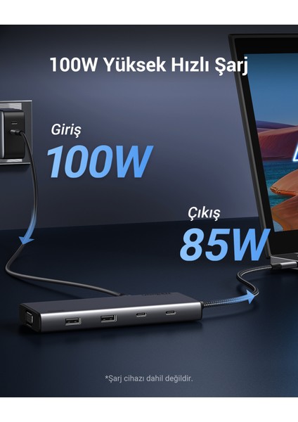 35588 8'i 1 Arada USB 3.0 100W Pd Port Çoklayıcı Hub, 35588