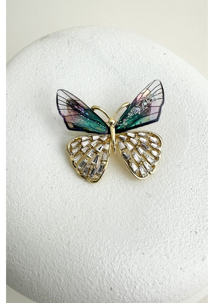 Taşlı Sedefli Kelebek Broş Lila Renkli Kadın Aksesuar Tek Ebat Zarif Tasarım modelleri