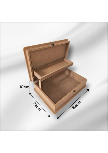 Ahşap Boyanabilir Klipsli Asansörlü-Takı-Makyaj-Aksesuar-Büyük boy Dekoratif Çok Amaçlı Takı Kutusu fiyatları
