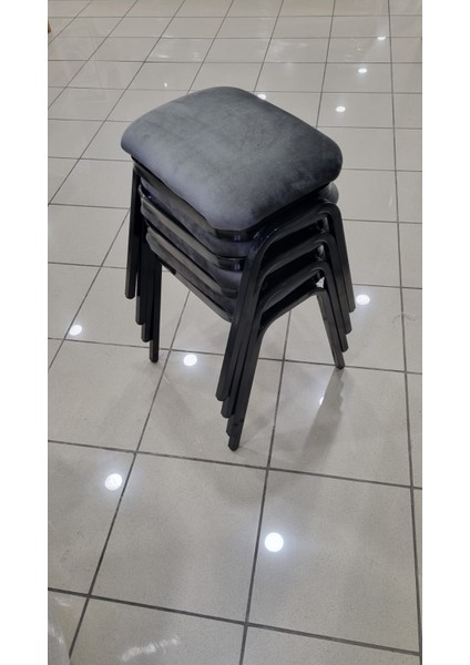 Tabure 4 Adet Siyah Demir Ayaklı Silinebilir Kumaş Yeni Trend Mutfak Taburesi Dikdörtgen Tabure fiyatları