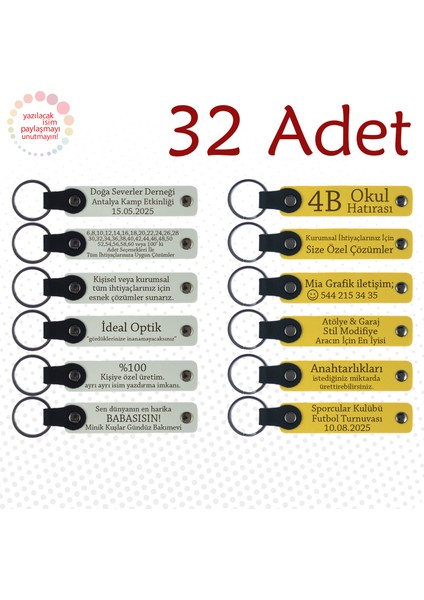 Beyaz & Sarı, Dans Atölyesi Katılımcılarına Anı, 32’li Set, Isim ve Tarihli Deri Hediyelik