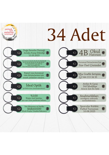 Yeşil & Beyaz, Aile Toplantılarına Özel Sürpriz, 34’lü Set, Kişisel Mesajlı Deri Anahtarlık