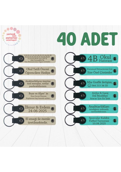 Sütlü Kahve & Turkuaz, Söz Töreni Davetlilerine Anı, 40’li Set, Isimli Anlamlı Deri Anahtarlık