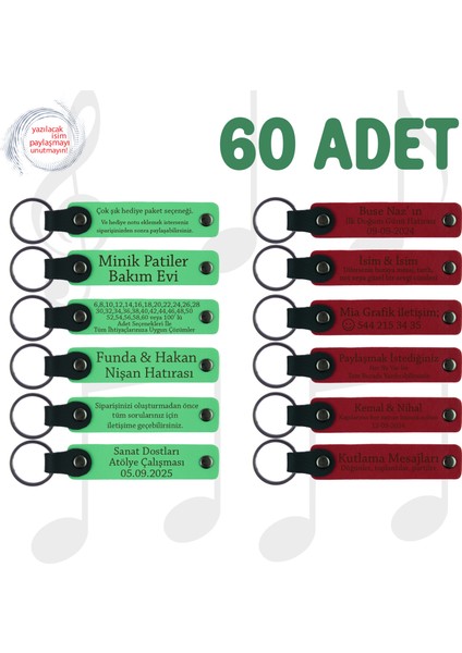 F Yeşili & Kırmızı, Kültürel Gezi Ekibine Özel Anı, 60’lı Set, Kişiye Özgü Yazılı Deri Anahtarlık