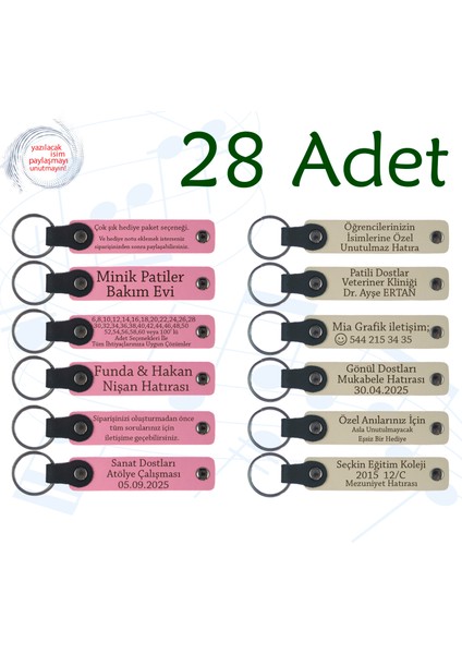 Pembe & Sütlü Kahve, 28’li Set, Mesajlı Deri Hatıra Anahtarlık, Yılbaşı Kutlamalarına Anlamlı Hediye