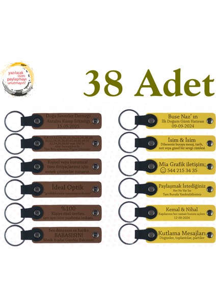 A Kahve & Sarı, Doğum Günü Organizasyonlarına Katkı, 38’li Set, Kişiselleştirilebilir Deri Hatıra