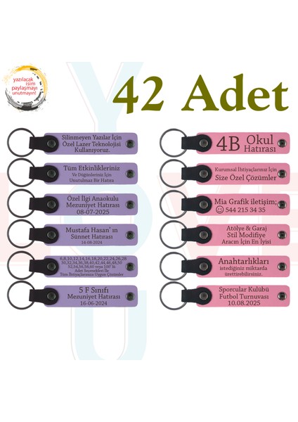 Mor Menekşe & Pembe, 42’li Set, Kişisel Yazılı Anahtarlık, Ingilizce Öğretmeninden Sınıfına Hediye