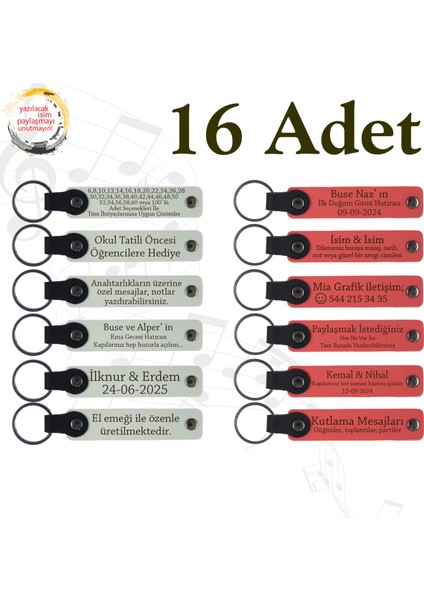 Beyaz & Nar Çiçeği, Kamp Ekibine Veda Anısı, 16’li Set, Isim Yazılı Anlamlı Deri Hediyelik