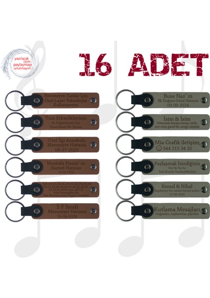 A Kahve & Kül Gri, Doğa Kampı Ekibine Özel Anı, 16’lı Set, Isim Yazılı Anlamlı Deri Hediyelik