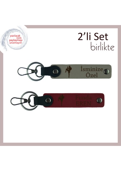 Kickboks Eğitmeni Için Anlamlı Hatıra, Kişisel Yazı ve Isim Eklenebilir Anahtarlıklar, Kül Gri-Bordo