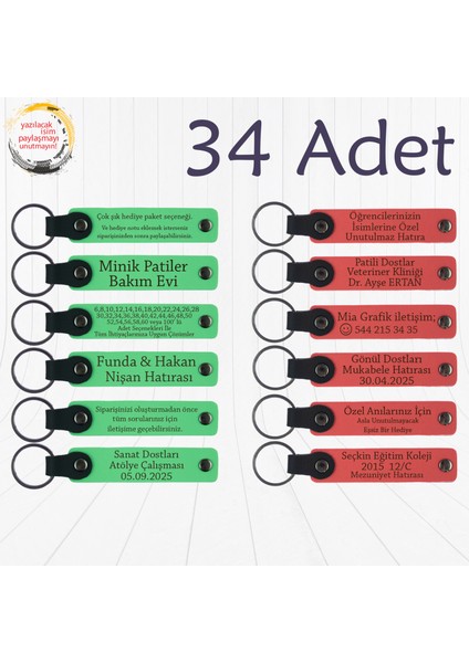 F Yeşili & Nar Çiçeği, Türkçe Öğretmeninden Karne Hediyesi, 34’lü Set, Kişisel Mesajlı Anahtarlık