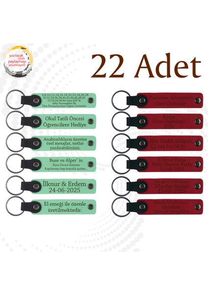 Yeşil & Kırmızı, Nişan Merasimlerine Değer Katan Hediye, 22’li Set, Tarih ve Isimli Deri Hatıra